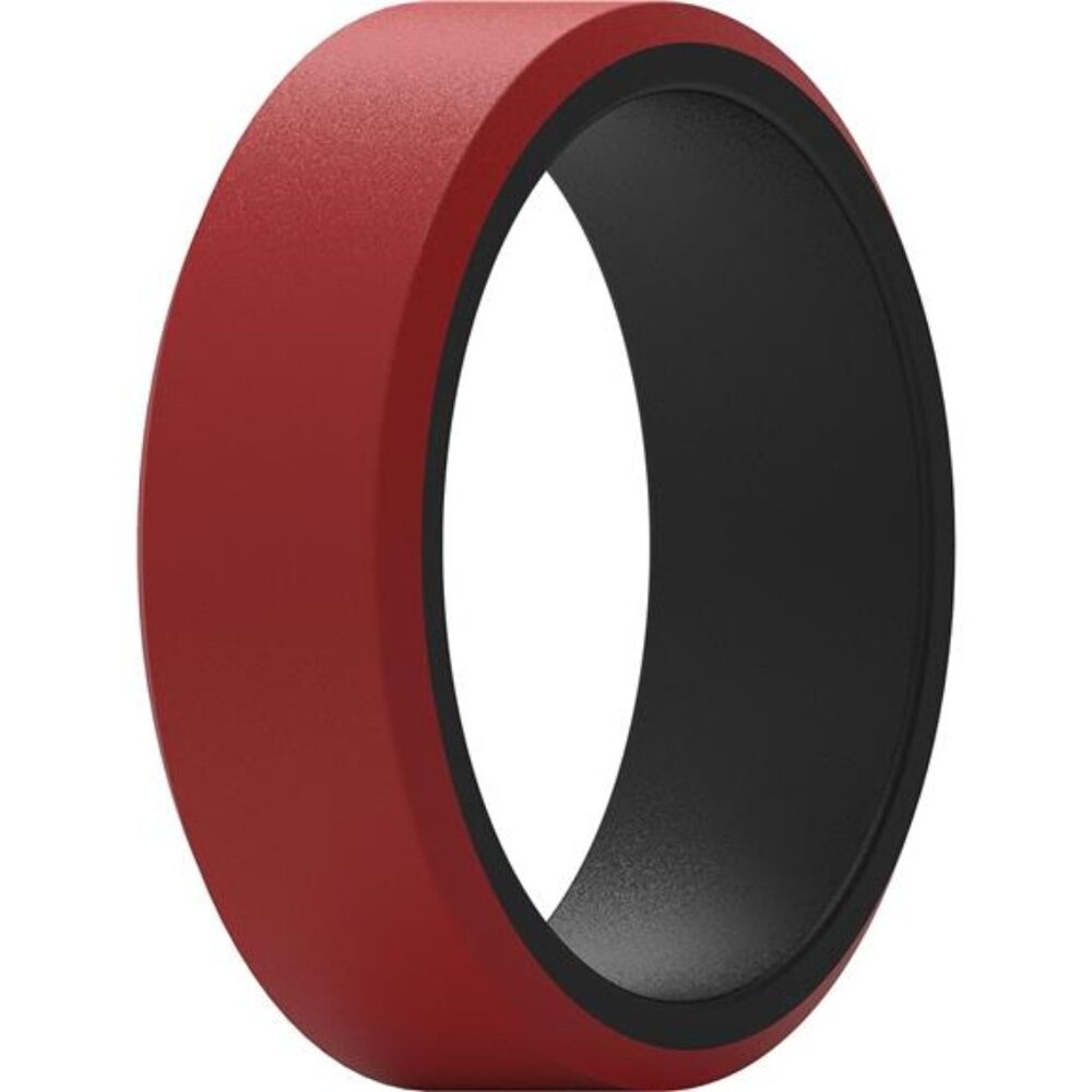 Silicone Rings for Men, Flat Top Angled Edge Two Layers Rubber Trendy